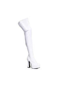 Ellie Shoes THRILL Thigh Boot in White Patent from SexyShoes.com