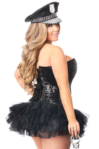 Daisy Corsets Top Drawer Plus Size 4 PC Sexy Cop Corset Costume in Black