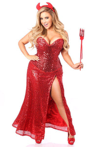 Daisy Corsets Top Drawer Premium Sequin Devil Costume in Red  from SexyShoes.com