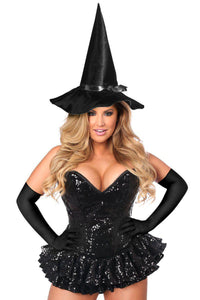 Daisy Corsets Top Drawer Premium Sequin Witch Corset Dress Costume in Black  from SexyShoes.com