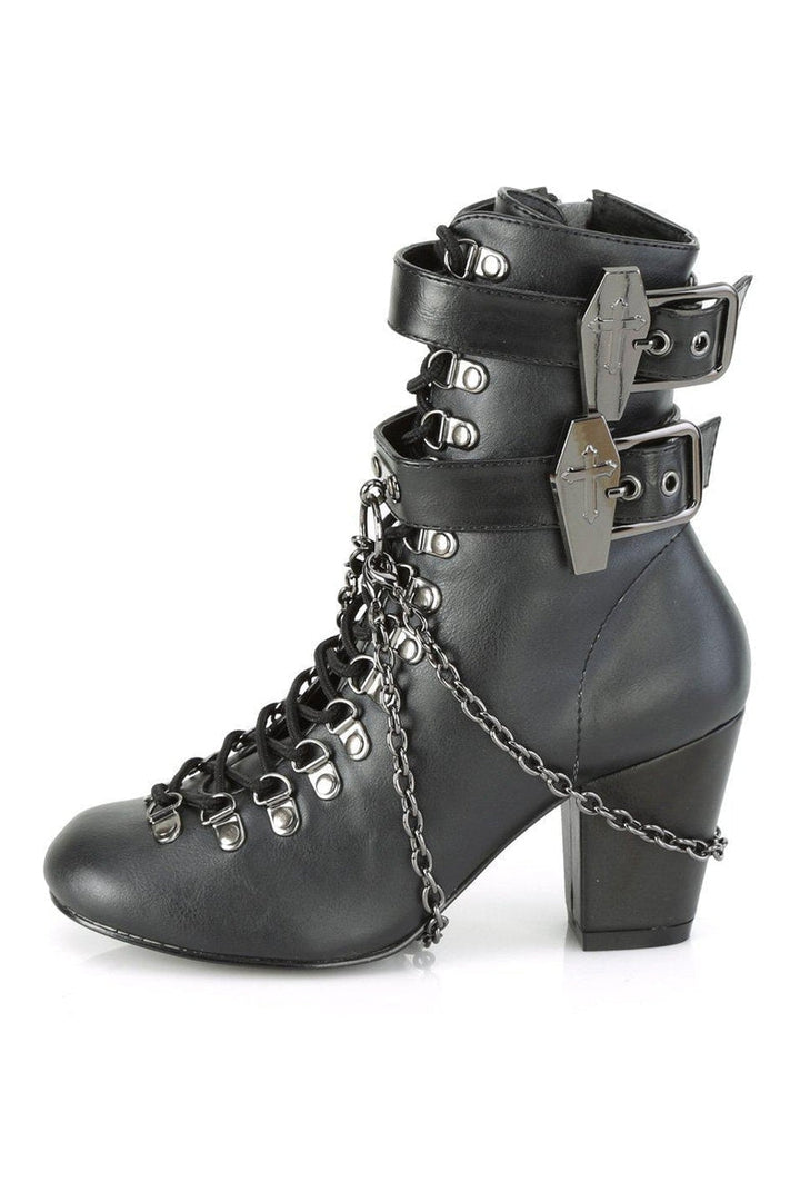 VIVIKA-128 Ankle Boot | Black Faux Leather-Ankle Boots-Demonia-SEXYSHOES.COM