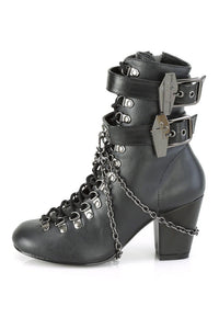 Demonia VIVIKA-128 Ankle Boot in Black Faux Leather