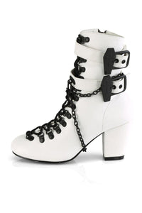 Demonia VIVIKA-128 Ankle Boot in White Faux Leather