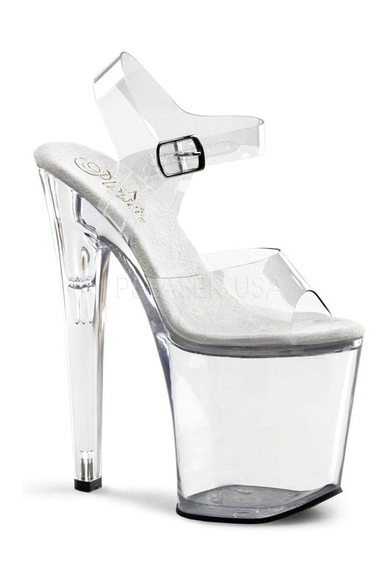 XTREME-808 Platform Sandal | Clear Vinyl-Pleaser-Clear-Sandals-SEXYSHOES.COM