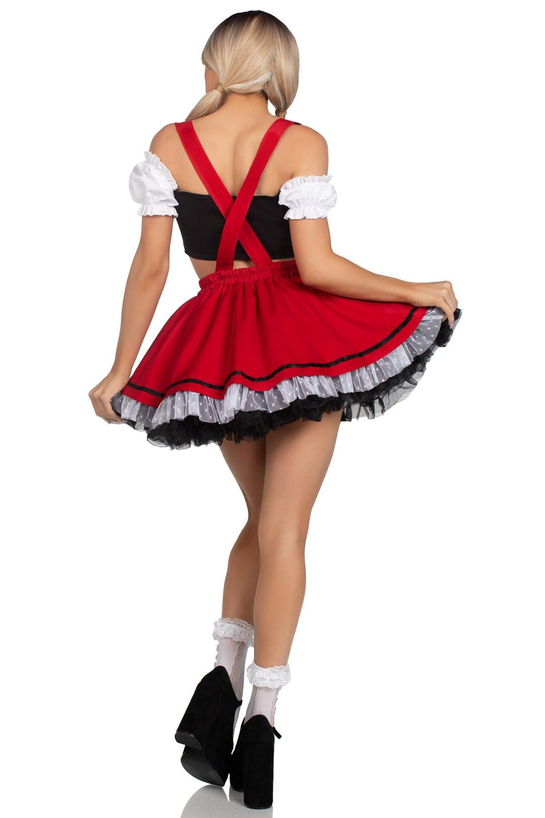 2 Piece Beerfest Babe Lace Trim Crop Top, Suspender Skirt Costume Set-Beer Girl Costumes-SEXYSHOES.COM