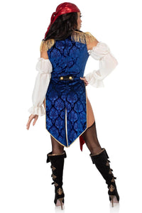 2 Piece Buccaneer Beauty W/Garter Bodysuit, Velvet Brocade Tail Coat-Pirate Costumes-SEXYSHOES.COM