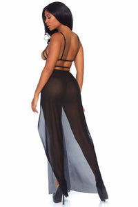 2 Piece Cage Strap Open Bodice Maxi Dress & Matching G-String-Stripper Dresses-SEXYSHOES.COM