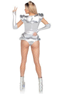 2 Piece Cosmic Cutie Metallic Lame Bodysuit & Fingerless Gloves-Space Costumes-SEXYSHOES.COM