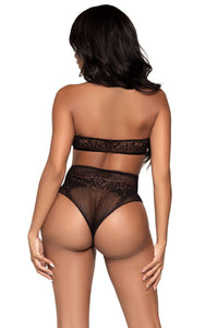 2 Piece Dotted Net Halter Crop Top & High Waist Thong-Lingerie Sets-SEXYSHOES.COM