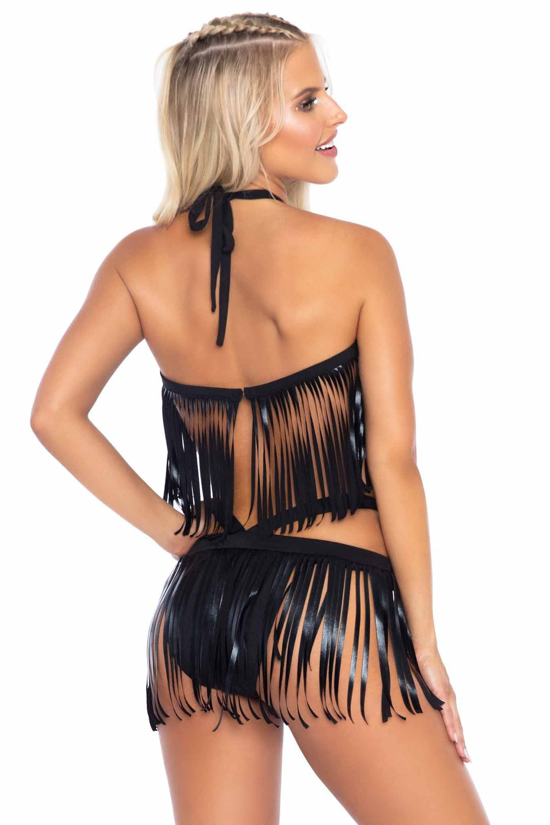 2 Piece Fringe Halter Top And Matching Top