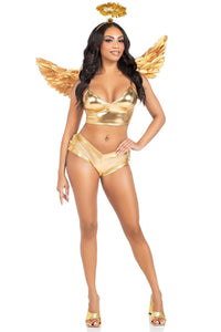 2 Piece Metallic Angel Wings And Tinsel Halo Headband-Wings + Harness-SEXYSHOES.COM