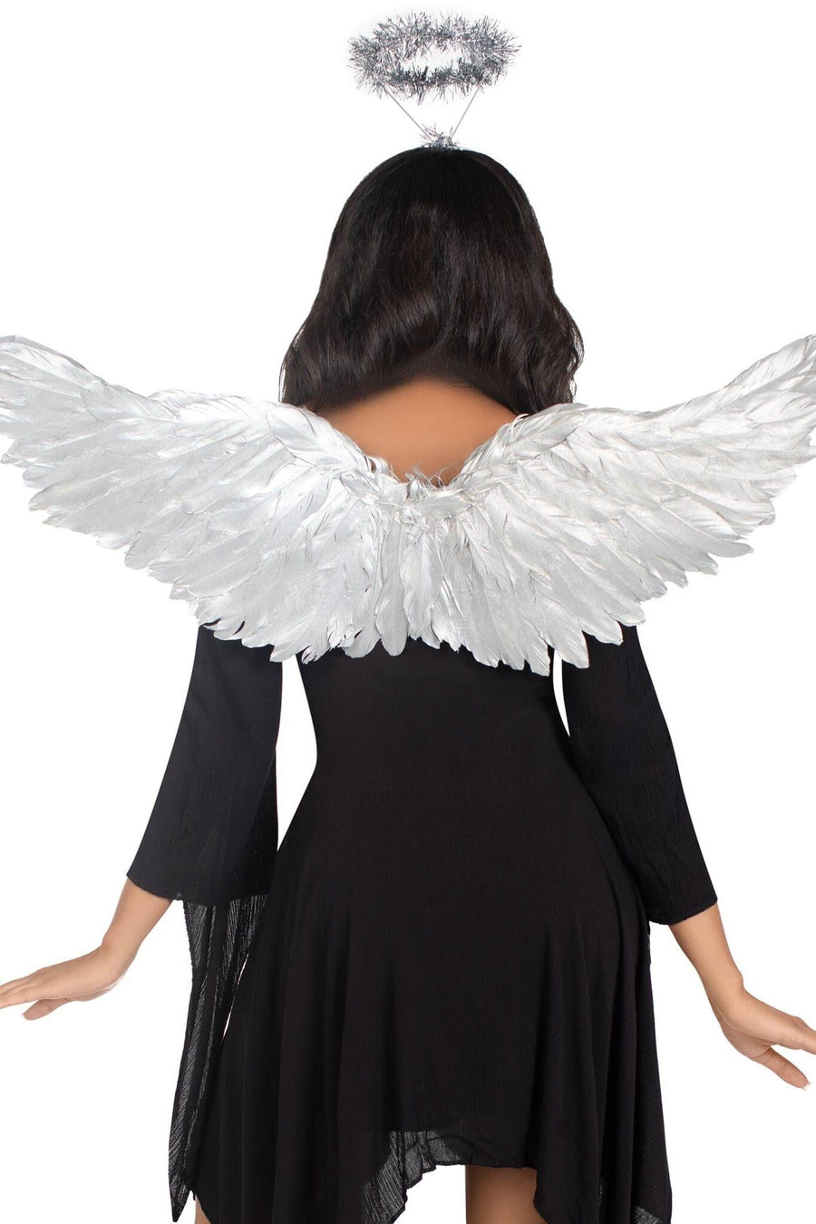 2 Piece Metallic Angel Wings And Tinsel Halo Headband-Wings + Harness-SEXYSHOES.COM