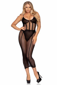 2 Piece Net & Opaque Bodysuit & Matching Skirt-Lingerie Sets-SEXYSHOES.COM