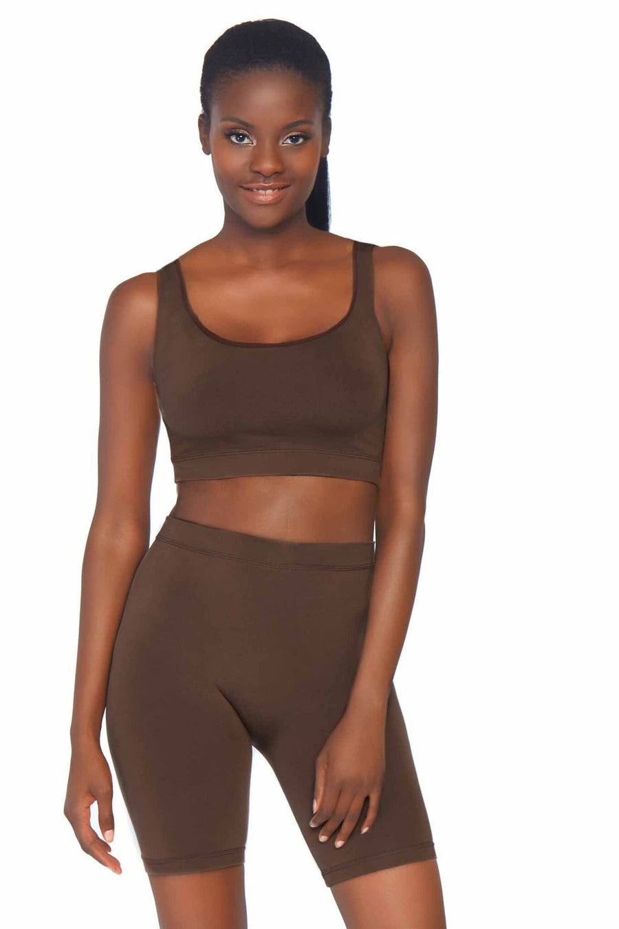 2 Piece Seamless Opaque Spandex Crop Tank And Bike Shorts-Shapewear-SEXYSHOES.COM