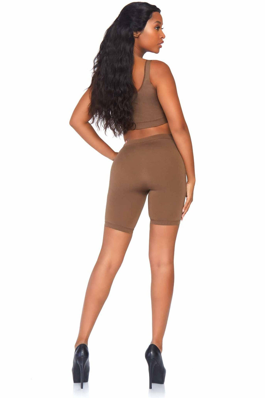 2 Piece Seamless Opaque Spandex Crop Tank And Bike Shorts-Shapewear-SEXYSHOES.COM