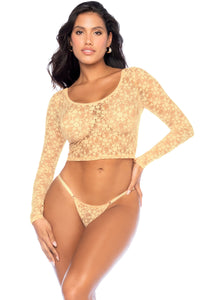 Mapale 2 Piece Set with Long Sleeved Crop Top in Yellow  from SexyShoes.com