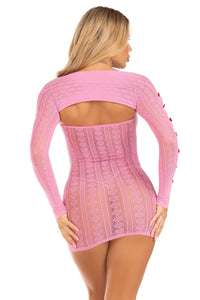 2 Piece Sweetheart Stripped Tube Dress Set-Lingerie Sets-SEXYSHOES.COM