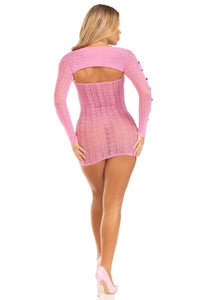 2 Piece Sweetheart Stripped Tube Dress Set-Lingerie Sets-SEXYSHOES.COM