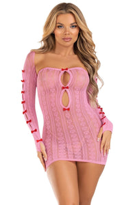 Leg Avenue 2 Piece Sweetheart Stripped Tube Dress Set in Pink  from SexyShoes.com