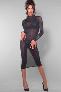 Madame XY by Patrice MME AZIA Mesh Transparent Dress in Black  from SexyShoes.com