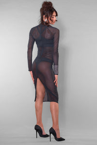 Madame XY by Patrice MME AZIA Mesh Transparent Dress in Black 