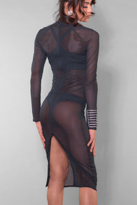 Madame XY by Patrice MME AZIA Mesh Transparent Dress in Black 