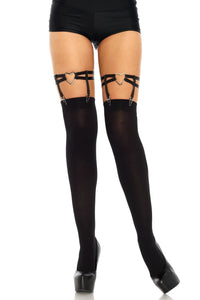 Leg Avenue Dual Strap Elastic Garter Suspender With Heart Detail in Black  from SexyShoes.com
