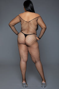 Off Shoulder Fishnet Bodystocking-Bodystockings-SEXYSHOES.COM