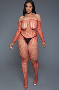 Off Shoulder Fishnet Bodystocking-Bodystockings-SEXYSHOES.COM