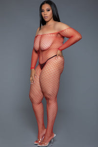 Off Shoulder Fishnet Bodystocking-Bodystockings-SEXYSHOES.COM
