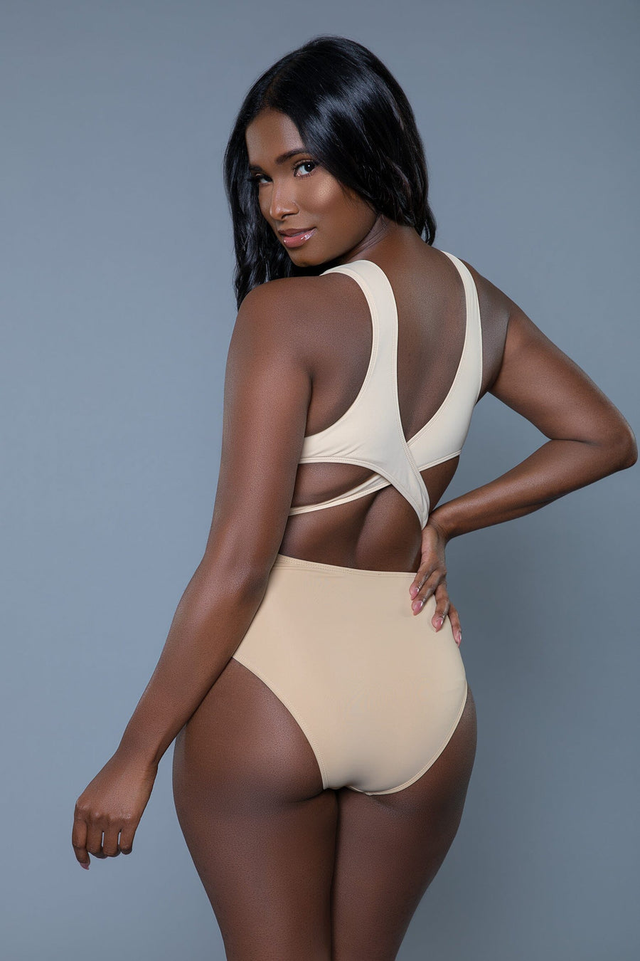 BeWicked Deep Plunge One Piece in Nude 
