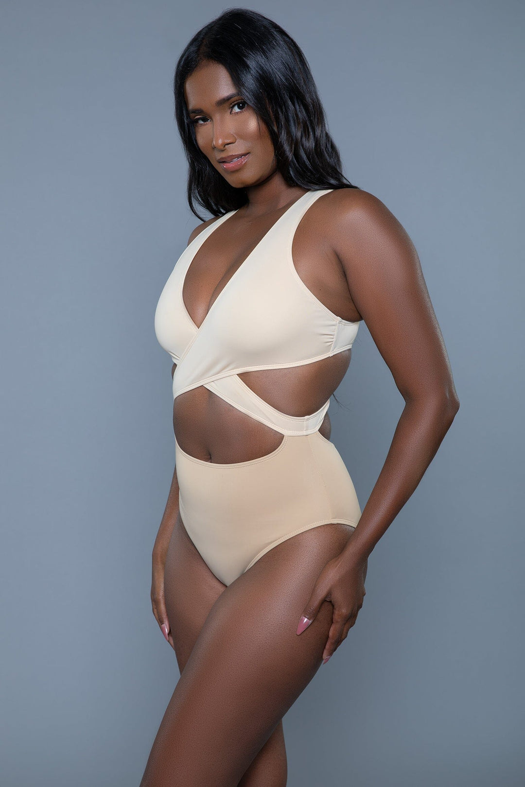 BeWicked Deep Plunge One Piece in Nude 
