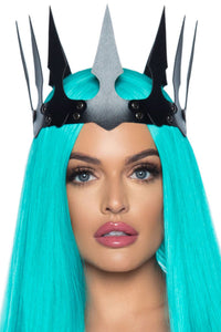 Leg Avenue Faux Leather Spiked Crown in Black  from SexyShoes.com
