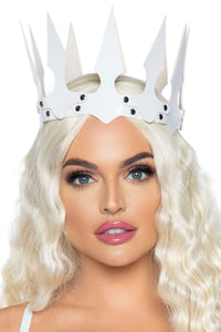 Leg Avenue Faux Leather Spiked Crown in White  from SexyShoes.com