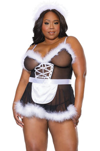 3 Pc French Maid Babydoll Set-Babydolls-SEXYSHOES.COM
