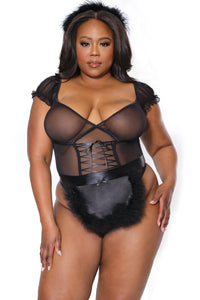 3 Pc Mesh Maid Teddy Set-Teddies-SEXYSHOES.COM