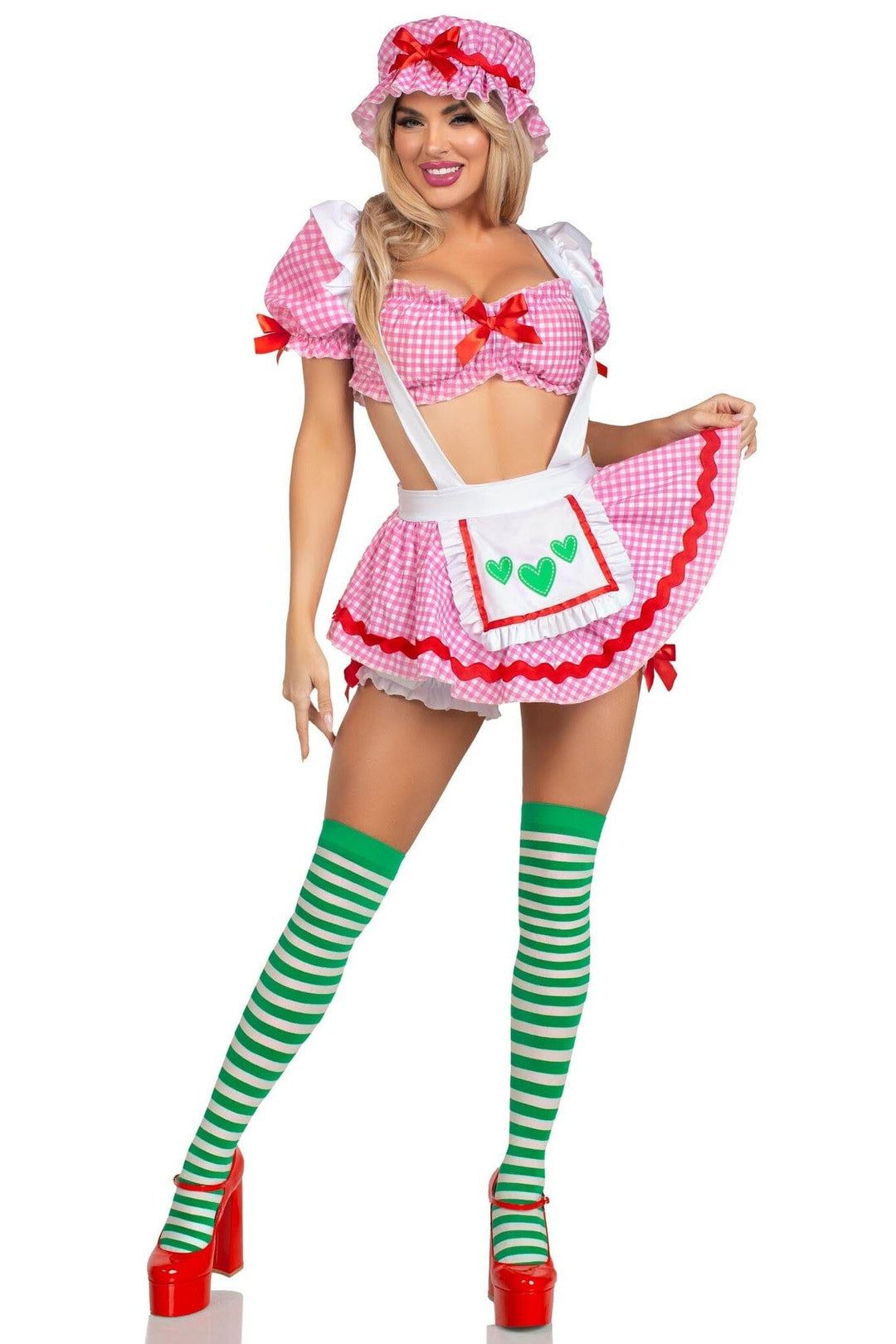 Leg Avenue 3 Piece Berry Babe Gingham Set in Pink 