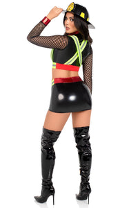 3 Piece Fire Alarm Fire Fighter Costume Set-Uniformed Costumes-SEXYSHOES.COM