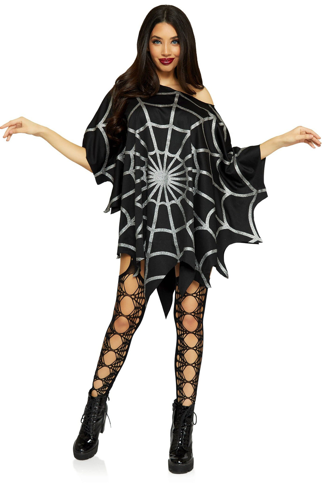 Leg Avenue Glitter Web Poncho in Black  from SexyShoes.com