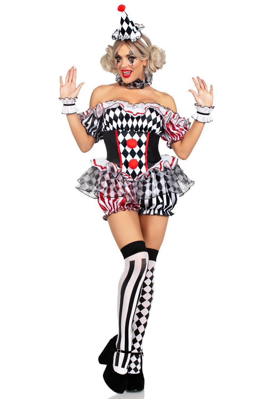 Leg Avenue 4 Piece Darling Harlequin Costume Set in Multi 