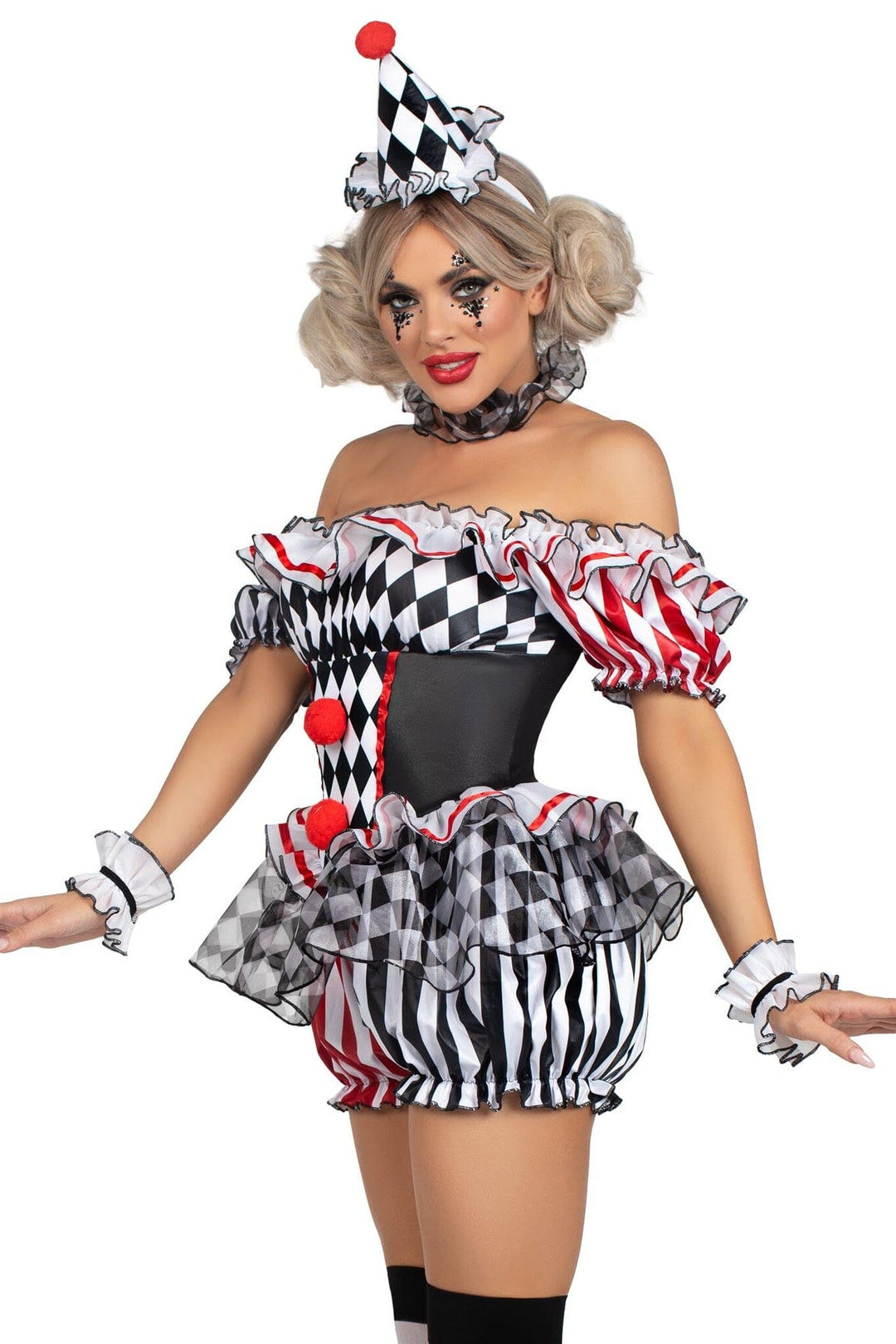 Leg Avenue 4 Piece Darling Harlequin Costume Set in Multi 