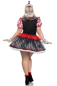 4 Piece Darling Harlequin Ruffle Dress, Wrist & Neck Ruffles, Hat-Circus Costumes-SEXYSHOES.COM