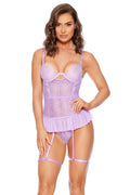 Eyelash Lace Chemise Garter Set