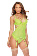 Strappy Lace & Mesh Bustier Set