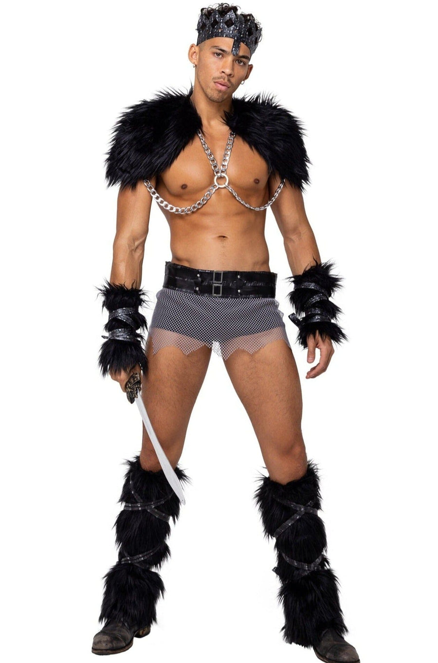 Roma Costumes 4PC Men's Viking Hunk in Black 