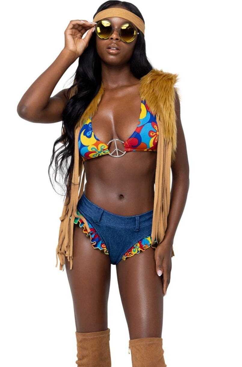 Roma Costumes 4PC Peace & Love Hippie in Brown  from SexyShoes.com