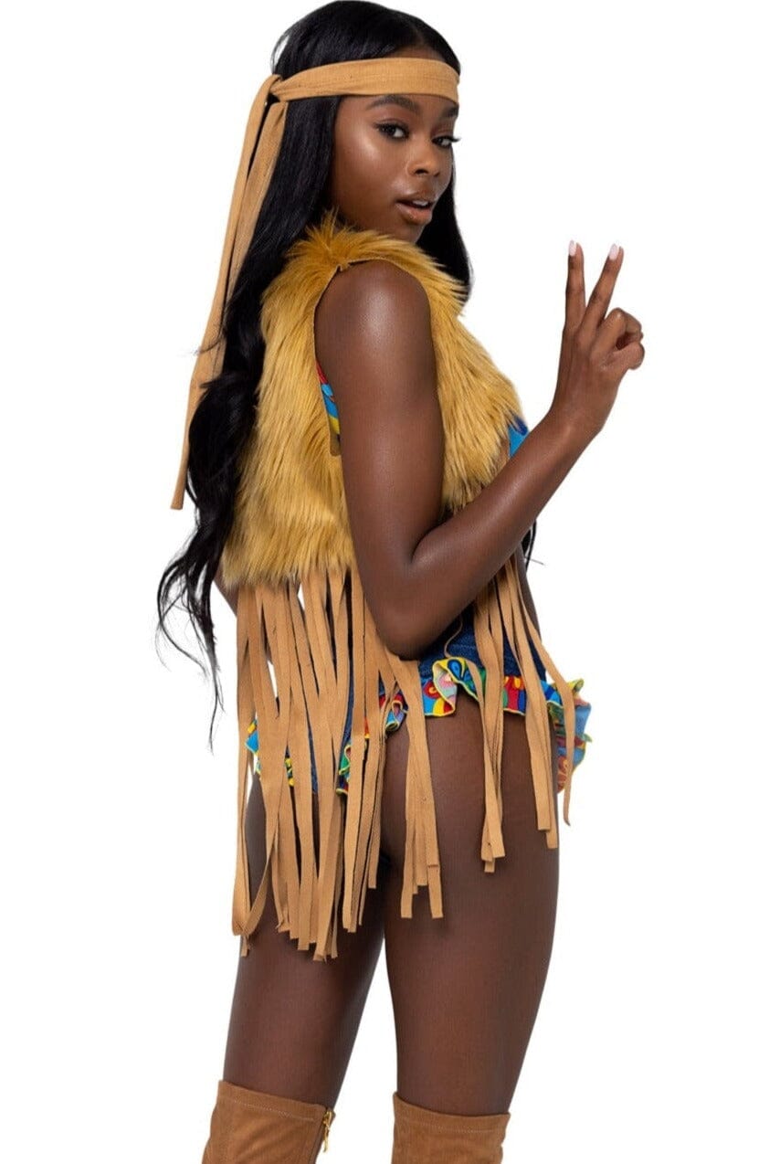 Roma Costumes 4PC Peace & Love Hippie in Brown 