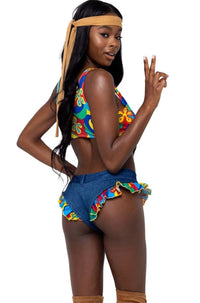 Roma Costumes 4PC Peace & Love Hippie in Brown 