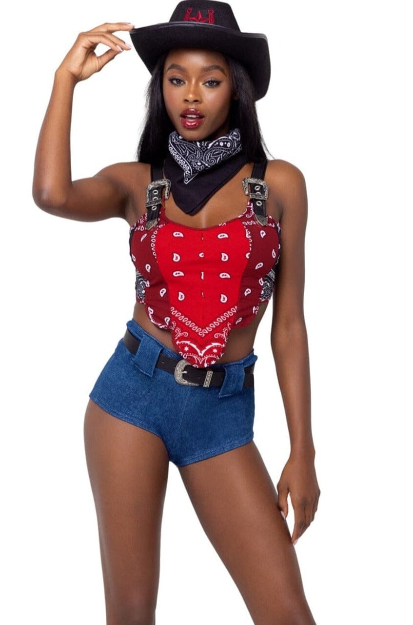 Roma Costumes 4PC Western Cowgirl in Red  from SexyShoes.com