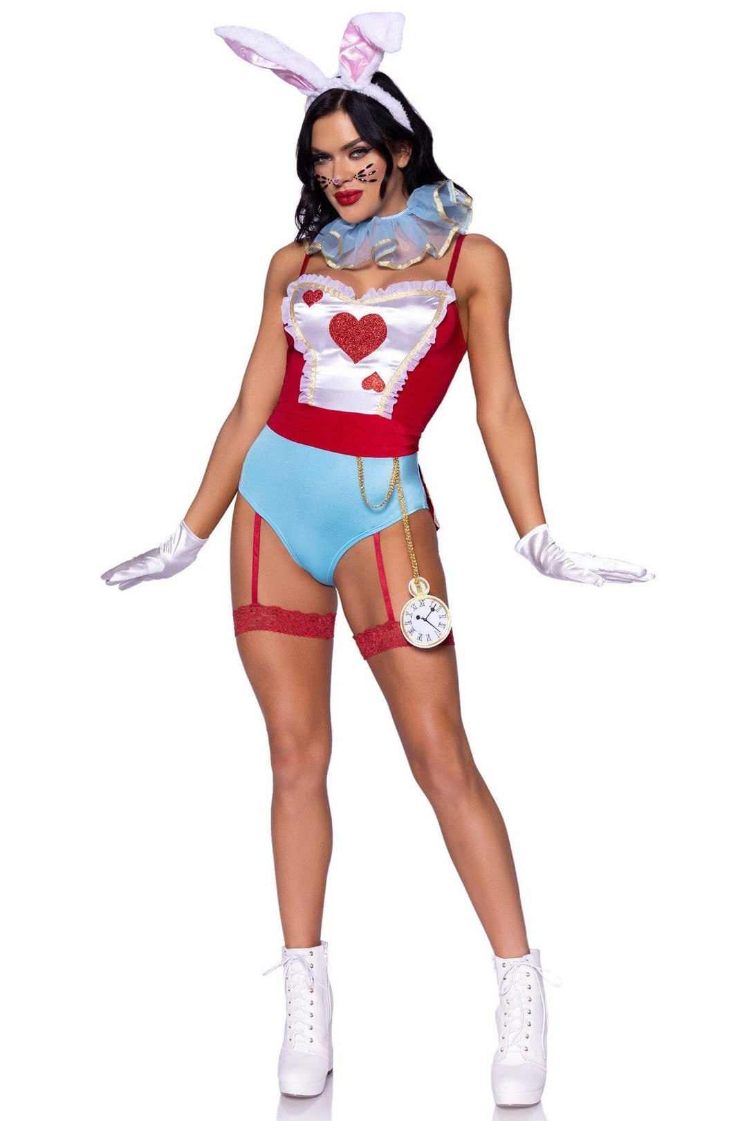 Leg Avenue 4PC. Wonderland White Rabbit in Multi  from SexyShoes.com